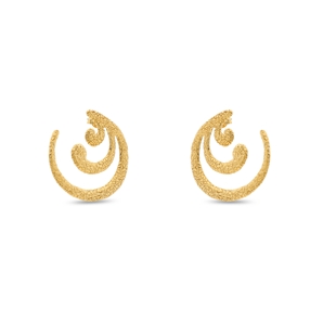 Wavy Flair μεσαία επίχρυσα καρφωτά σκουλαρίκια με κυματιστό μοτίφ-