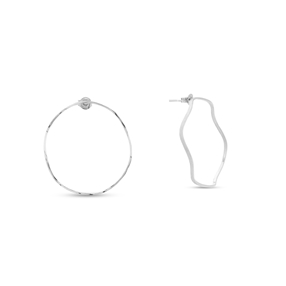 Wavy Flair ασημένια καρφωτά σκουλαρίκια με κυματιστό κύκλο-