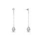Flowing Aura silver dangle earrings with chain and drop motif-