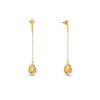 Flowing Aura gold plated dangle earrings with chain and drop motif
