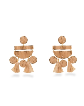 Rustic Illusion dangle earrings beige raffia various shapes-