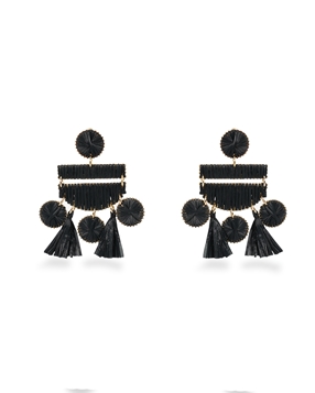 Rustic Illusion dangle earrings black raffia various shapes-