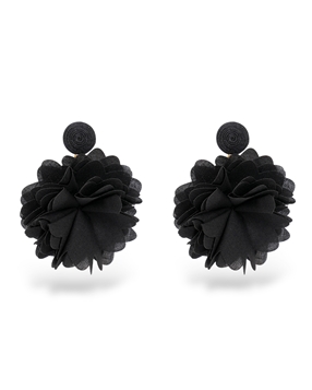 Rustic Illusion dangle earrings black fabric flower shape-