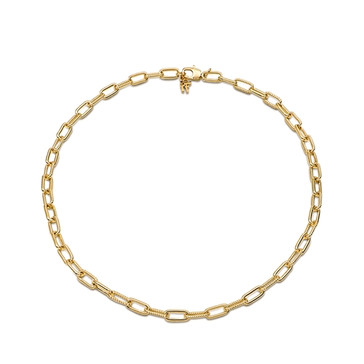The Chain Addiction gold plated chain necklace with rectangular links-