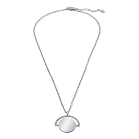 The Simple Reflection short silvery chain necklace with discus motif-