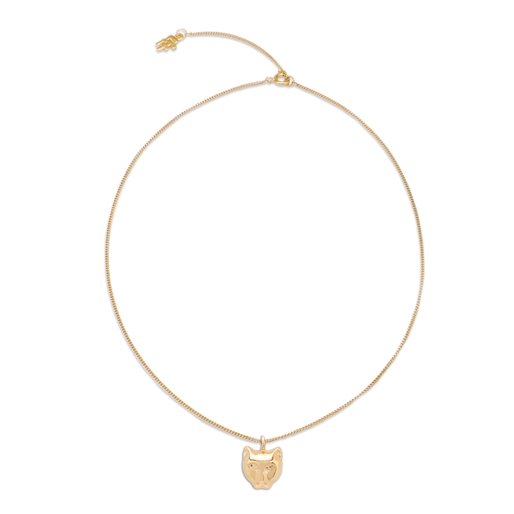 Fashionable.Me Gold Plated Chain Necklace With Cat Motif-