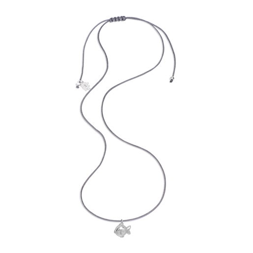 Fashionable.Me Grey Cord Necklace With Silver Fish Motif-