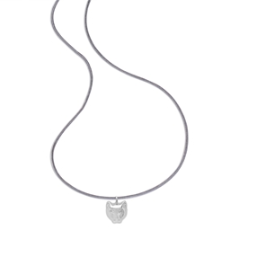 Fashionable.Me Grey Cord Necklace With Silver Cat Motif-
