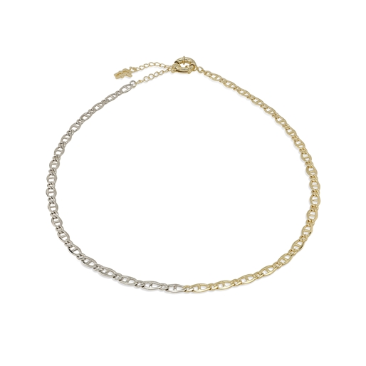 The Chain Addiction bi-color short flat chain necklace-