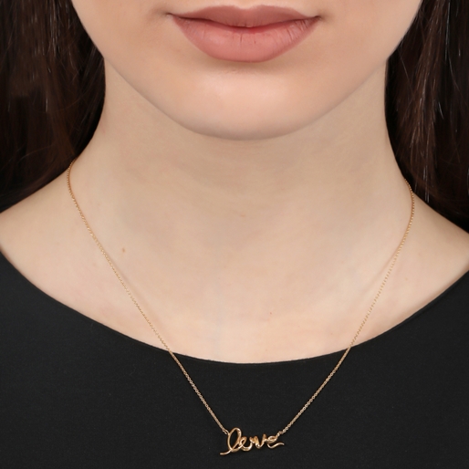 Melting Heart short gold plated necklace with love motif   -