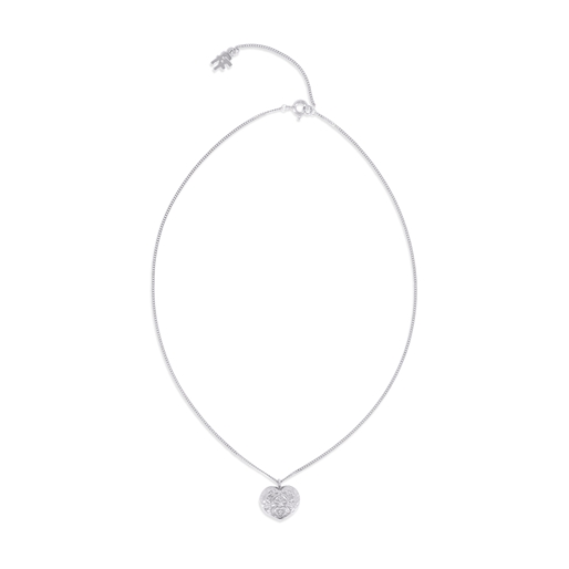 Fashionable.Me Silver Chain Necklace With Carved Heart Motif-