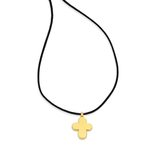 Fashionable.Me Cord Necklace with Gold Plated Cross Motif -