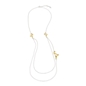 Beauty Flow long silver double chain necklace with irregular motifs-