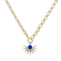 Shine on me gold plated short chain necklace sunray motif and enamel-