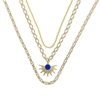 Shine on me gold plated triple chain necklace sunray motif and enamel