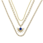 Shine on me gold plated triple chain necklace sunray motif and enamel-
