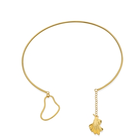 Ruffle glam gold plated choker necklace wavy petal motif-
