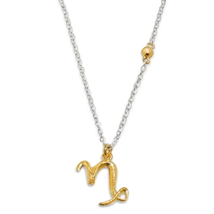 Star Sign short silver necklace with Capricorn sign-