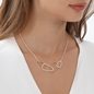 Vivid Symmetries short silver necklace with interlocking shield motifs-