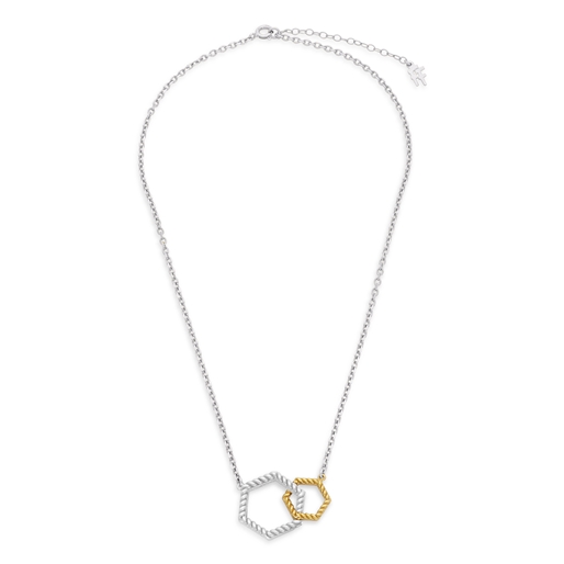 Vivid Symmetries short silver necklace with interlocking hexagons-