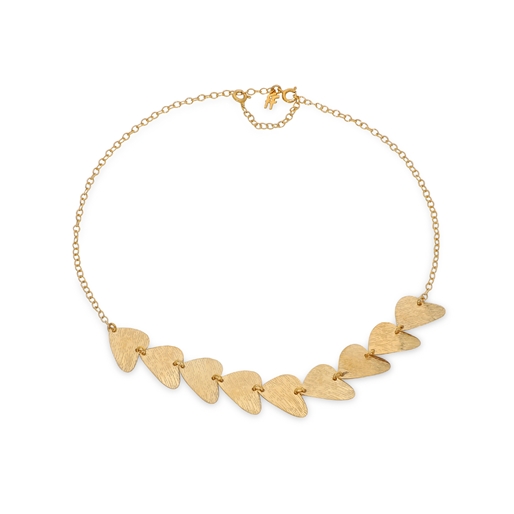 Hearts’ Symphony short gold plated chain necklace with heart motifs-