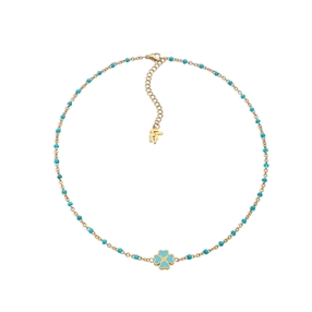 Blissful Heart4Heart short gold plated necklace turquoise enamel and motif-