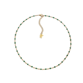 Blissful Heart4Heart short gold plated necklace with green enamel-