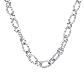 The Chain Addiction silvery chain necklace with forged oval links-