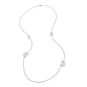 Wavy Flair long silver necklace with wavy motifs-