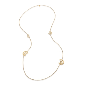 Wavy Flair long gold plated necklace with wavy motifs-