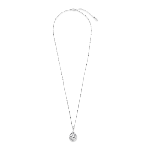 Flowing Aura silver chain necklace with perforated drop motif-