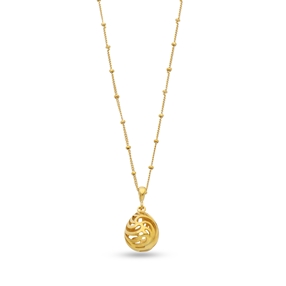 Flowing Aura gold plated chain necklace with perforated drop motif-