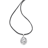 Flowing Aura long cord necklace with perforated silver drop motif