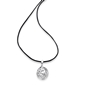 Flowing Aura long cord necklace with perforated silver drop motif-