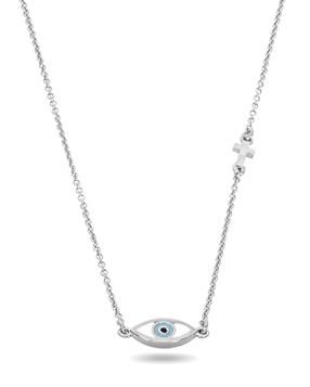 Eyez on me short silver necklace with eye motif-