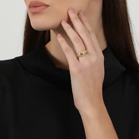 The Chain Addiction gold plated striped ring-