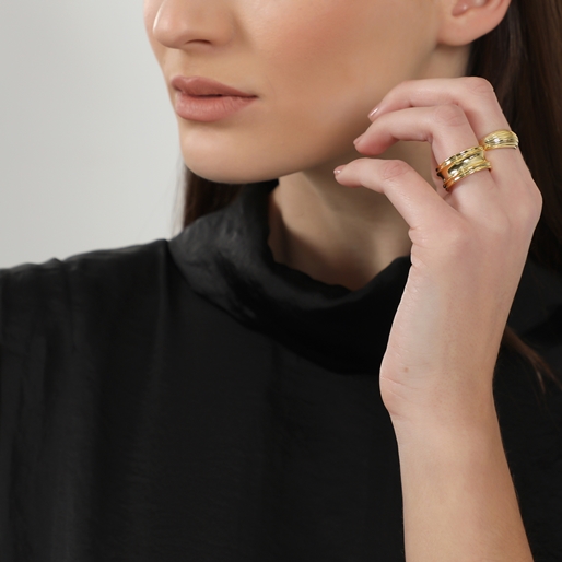 The Chain Addiction gold plated wide ring-