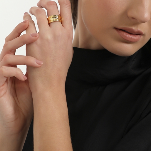 The Chain Addiction gold plated wide ring-