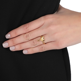 Melting Heart gold plated ring with heart-