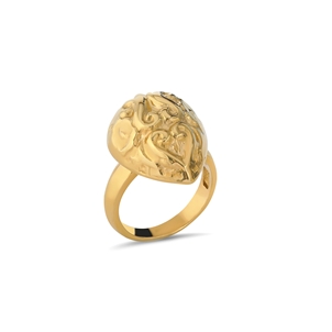Archaics gold plated ring carved drop-