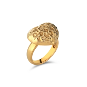 Archaics gold plated ring carved heart-