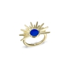 Shine on me gold plated ring with sunray and blue enamel