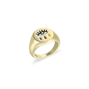Graffiti Hue gold plated ring with colorful enamel-