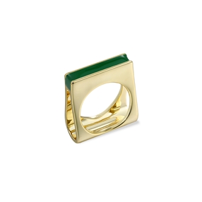 Dreaming Mood gold plated ring with green enamel-