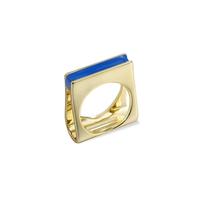 Dreaming Mood gold plated ring with blue enamel-