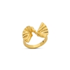 Ruffle glam gold plated ring with wavy irregular motif