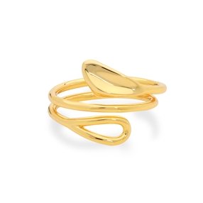 Ruffle glam gold plated spiral ring-