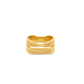 Vivid Symmetries bulky gold plated ring quad-band-