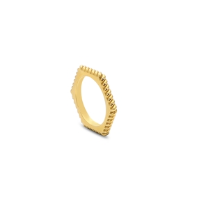 Vivid Symmetries thin gold plated hexagon-shaped ring-