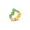 Blissful Heart4Heart gold plated ring with green enamel